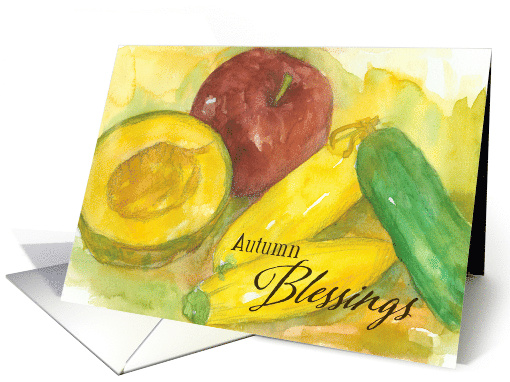 Autumn Blessings Vegetables Apple Watercolor card (1873716)