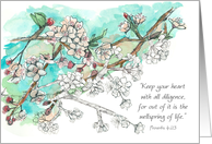Thinking Of You Proverbs Scripture Cherry Blossoms card