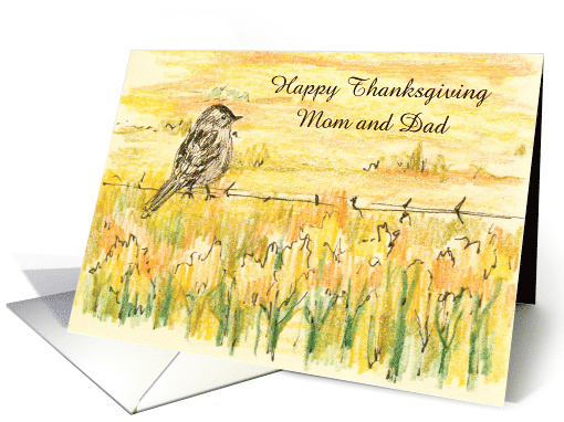 Happy Thanksgiving Mom Dad Bird Fall Plants Custom card (1874716)