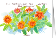 Cancer Survivor Anniversary Scripture Zinnia Flowers card