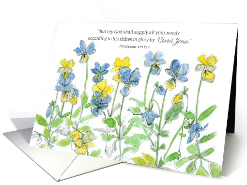 God Loves You Philippians Scripture Viola Flowers card (1875562)