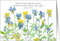 God Loves You Philippians Scripture Viola Flowers card