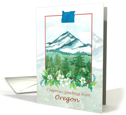 Merry Christmas from Oregon Mountains Winter Snow card (1876758)