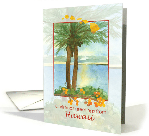 Merry Christmas from Hawaii Ocean Sunrise Palm Tree card (1876960)
