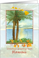 Merry Christmas from Hawaii Ocean Sunrise Palm Tree card