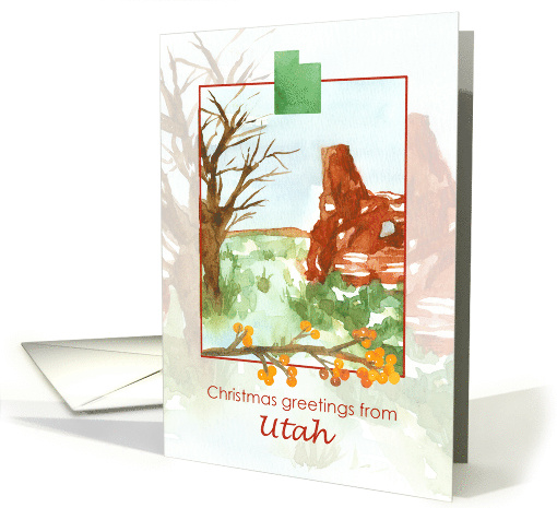 Merry Christmas from Utah Red Rocks Winter Snow card (1877466)
