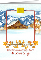 Merry Christmas from Wyoming Mountains Winter Barn card