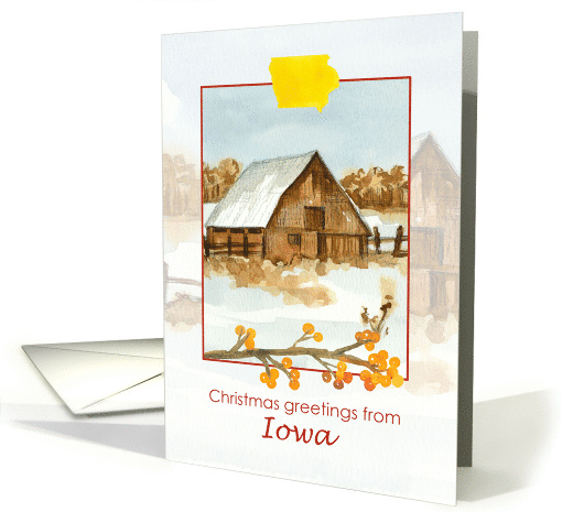 Merry Christmas from Iowa Barn Winter Landscape card (1878524)