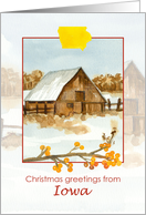Merry Christmas from Iowa Barn Winter Landscape card