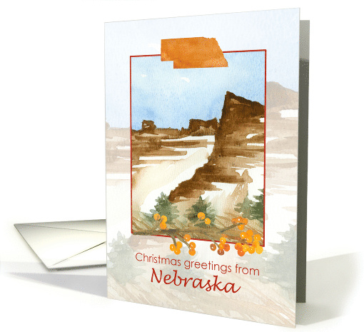 Merry Christmas from Nebraska Scotts Bluff Winter Landscape card