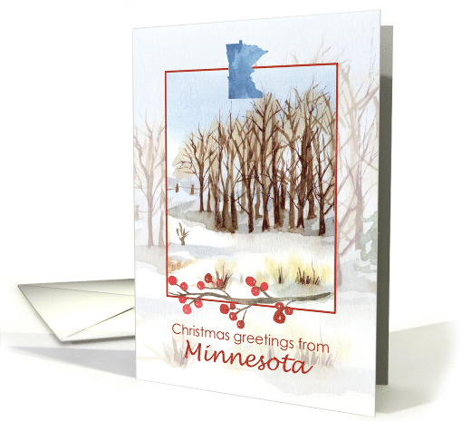 Merry Christmas from Minnesota Trees Winter Landscape card (1879316)
