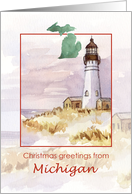 Merry Christmas from Michigan Lighthouse Winter card