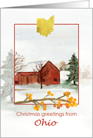 Merry Christmas from Ohio Red Barn Winter Snow card