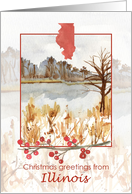 Merry Christmas from Illinois Winter Lake Trees Snow card