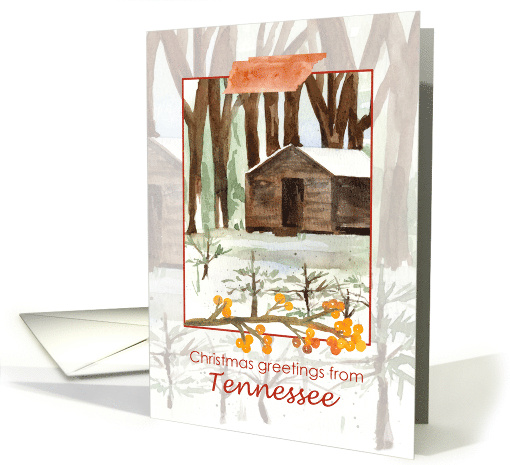 Merry Christmas from Tennessee Cabin Forest Snow card (1880944)
