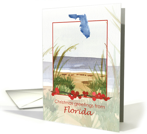 Merry Christmas from Florida Winter Ocean Beach card (1881844)