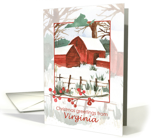 Merry Christmas from Virginia Red Barns Farm Snow card (1882600)