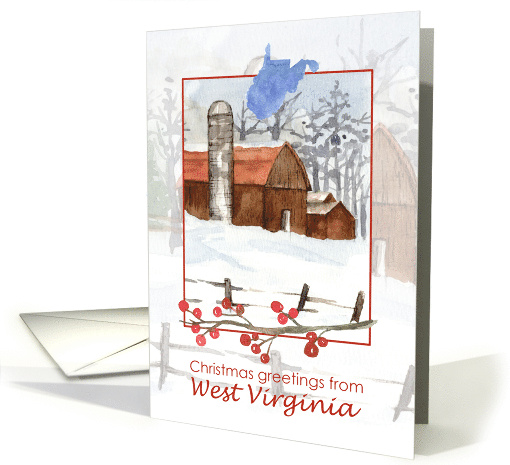 Merry Christmas from West Virginia Barns Farm Snow card (1882650)