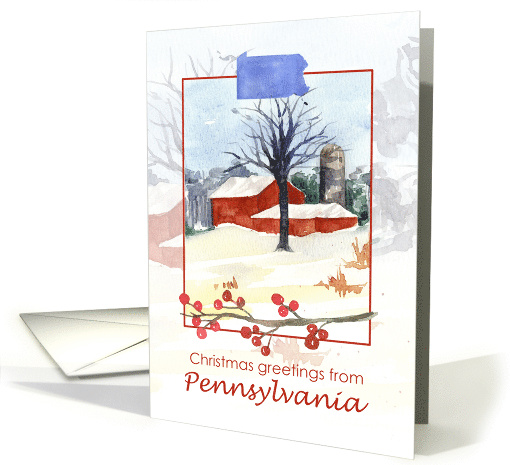Merry Christmas from Pennsylvania Barns Farm Snow card (1883666)