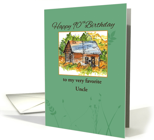 Happy 90th Birthday Uncle Autumn Cabin Custom card (1883692)