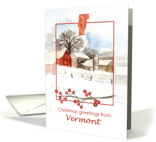Merry Christmas from Vermont Red Barn Farm Snow card (1883824)