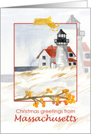 Merry Christmas from Massachusetts Lighthouse Snow card