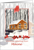 Merry Christmas from Maine Cabin Forest Trees Winter card