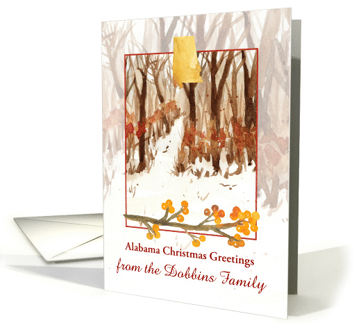 Alabama Christmas Greetings Personalized Snow Trees card (1884638)
