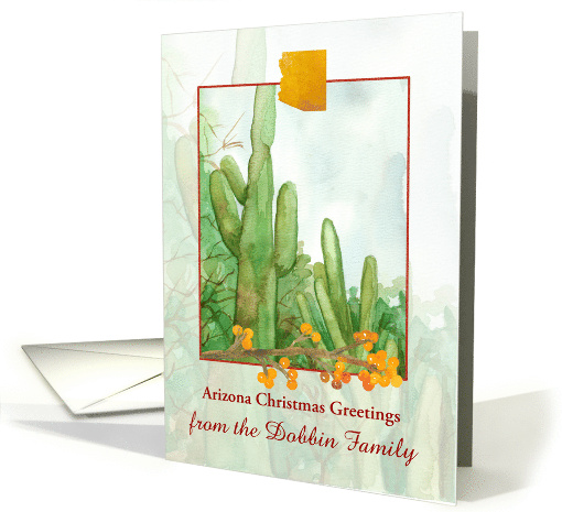 Arizona Christmas Greetings Personalized Saguaro Cactus card (1884714)