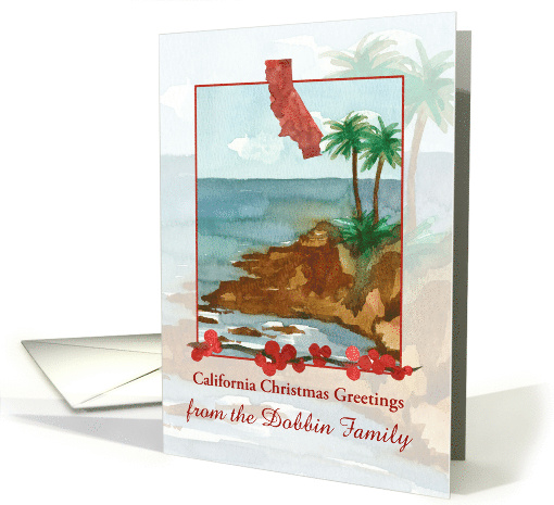 California Christmas Greetings Personalized Ocean Beach card (1884720)