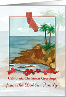 California Christmas Greetings Personalized Ocean Beach card