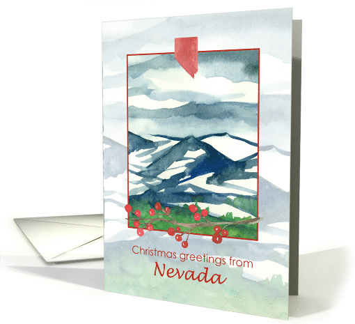 Merry Christmas From Nevada Desert Snow Mountains card (1884790)