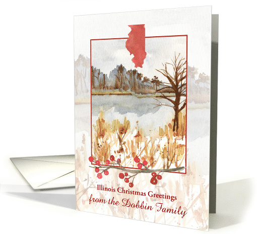 Illinois Christmas Greetings Winter Lake Custom card (1885242)