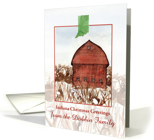 Indiana Christmas Greetings Red Barn Snow Custom card (1885246)