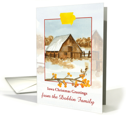 Iowa Christmas Greetings Ranch Barn Snow Custom card (1885248)