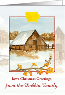 Iowa Christmas Greetings Ranch Barn Snow Custom card