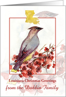 Louisiana Christmas Greetings Cedar Waxwing Bird Custom card