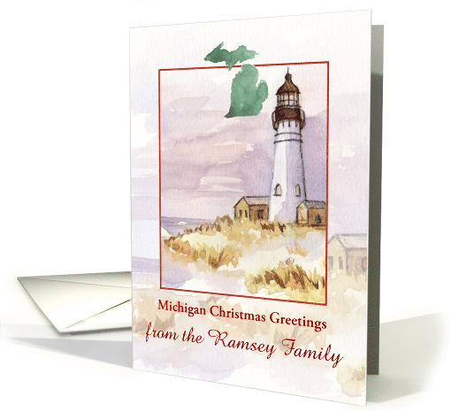 Michigan Christmas Greetings Lighthouse Custom card (1885502)