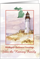 Michigan Christmas Greetings Lighthouse Custom card