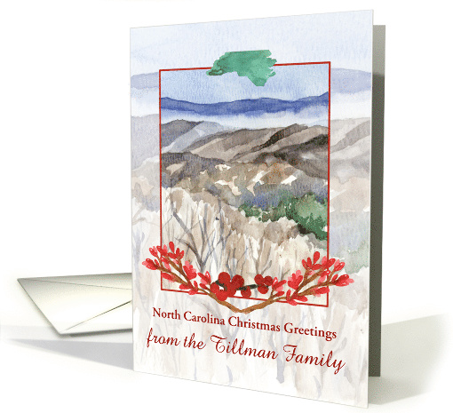 North Carolina Christmas Greetings Mountains Custom Name card