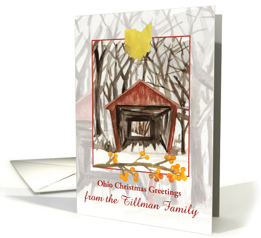 Ohio Christmas Greetings Covered Bridge Custom Name card (1885780)