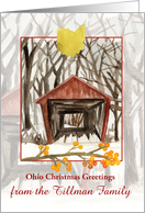 Ohio Christmas Greetings Covered Bridge Custom Name card