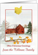 Ohio Christmas Greetings Red Barn Custom Name card