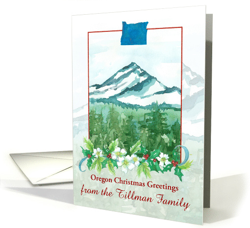 Oregon Christmas Greetings Mt. Hood Custom Name card (1885786)
