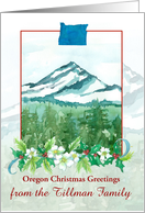 Oregon Christmas Greetings Mt. Hood Custom Name card