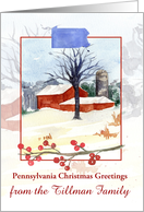 Pennsylvania Christmas Greetings Farm Barn Custom Name card