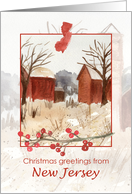 Merry Christmas from New Jersey Farm Red Barns Snow card