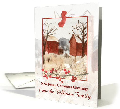 New Jersey Christmas Greetings Farm Barns Custom Name card (1885804)