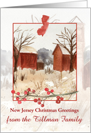 New Jersey Christmas Greetings Farm Barns Custom Name card