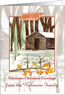 Tennessee Christmas Greetings Winter Cabin Custom Name card